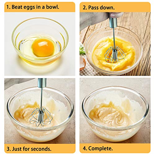 Listenman ​Listenman Danish Dough Whisk Bread Mixer & Egg Whisk Kits, 2 Pack Premium Stainless Steel Dutch & 1 Pack Hand Push Rotary Blender for Pastry Pizza Dough, with a Dough Scraper for Bread​ - Image 4