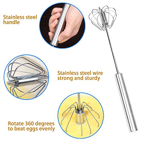 Listenman ​Listenman Danish Dough Whisk Bread Mixer & Egg Whisk Kits, 2 Pack Premium Stainless Steel Dutch & 1 Pack Hand Push Rotary Blender for Pastry Pizza Dough, with a Dough Scraper for Bread​ - Image 5