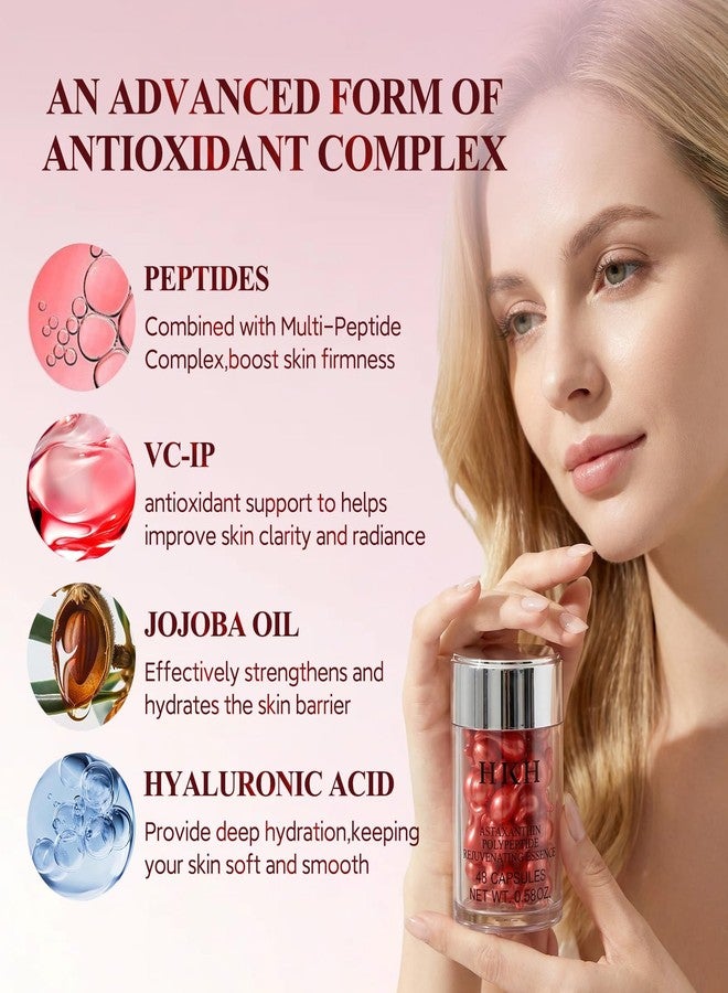 HKH Peptide Serum Capsules for Face: 48 Caps Anti-Aging & Firming Skin with Astaxanthin and Niacinamide - Antioxidant Serum for Smoothing Fine Lines - Even Tone for 30+ Women - Travel-Friendly - Image 5
