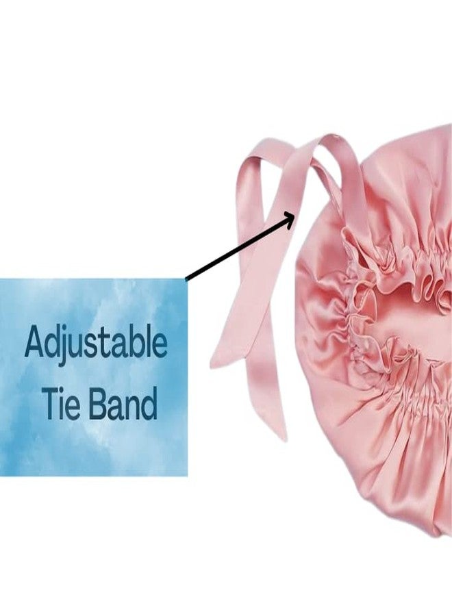 Atrube's Satin Silk Adjustable Reversible Hair bonnet for women,Sleep hair Cap with tie Band| bonnets drawstrings head cover - Image 3
