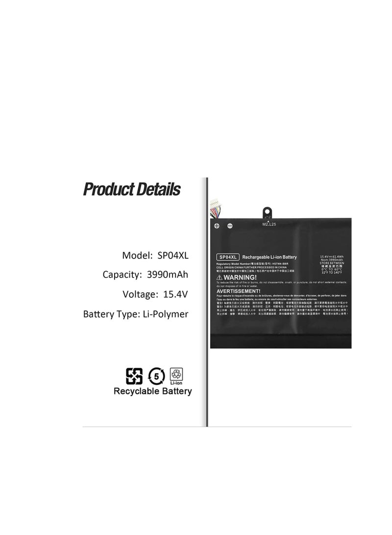 Terabyte بطارية SP04XL SP04061XL بسعة 61.4Wh متوافقة مع HP Spectre X360 13-ap000 13-ap0xxx 13t-ap000 13-ap0016ng 13-ap0017ng 13-ap0101ng ap0102ng TPN-Q203 TPN-Q204 HSTNN-OB1B HSTNN-IB8R L28764-005 L28538-AC1 - Image 5
