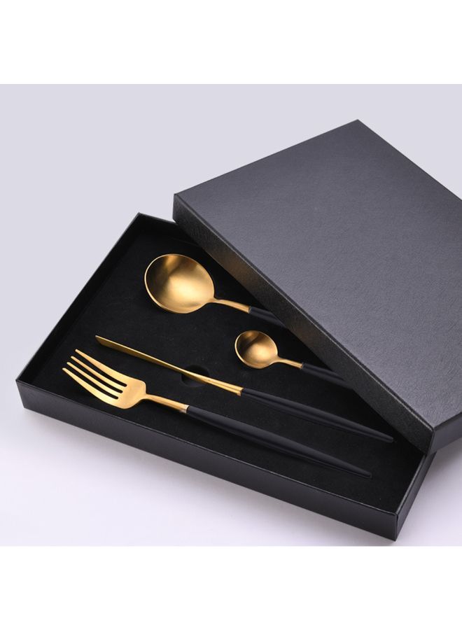 NIBEMINENT Stainless Steel Cutlery Tableware Set Gold/Black 28 x 3 17.5centimeter - Image 3