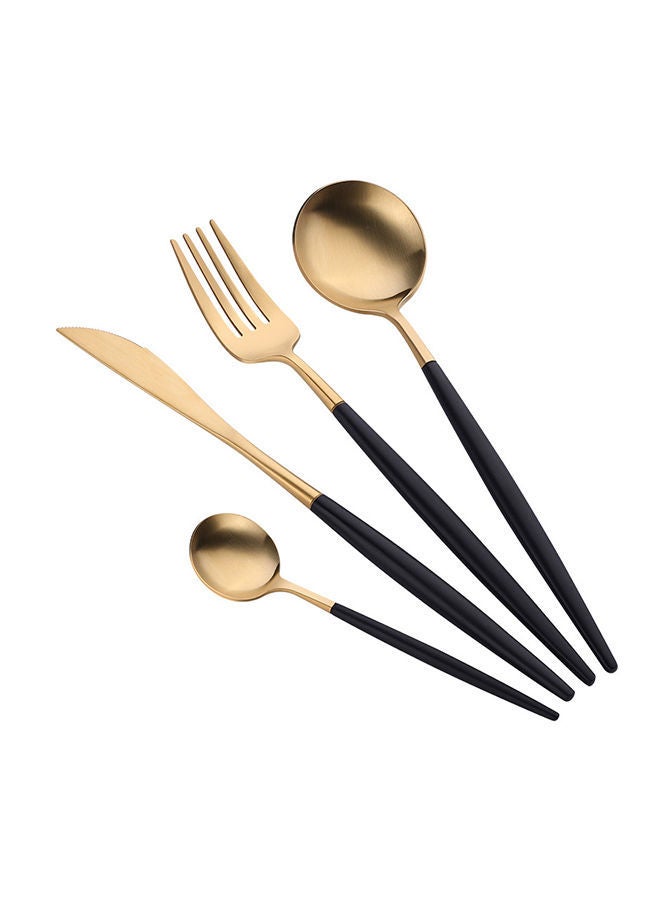 NIBEMINENT Stainless Steel Cutlery Tableware Set Gold/Black 28 x 3 17.5centimeter - Image 1