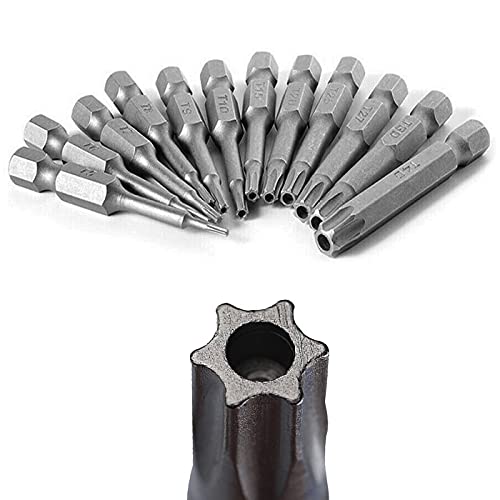 SeonFook 12PCS T5-T40 Torx Screwdriver Bit Set S2 Steel Magnetic Tamper Proof Star Security Torx Head Screwdriver Bits 1/4 Inch Hex Shank Screw Driver Drill Bit Tool Kit [2 Inch/50mm Length] - Image 4