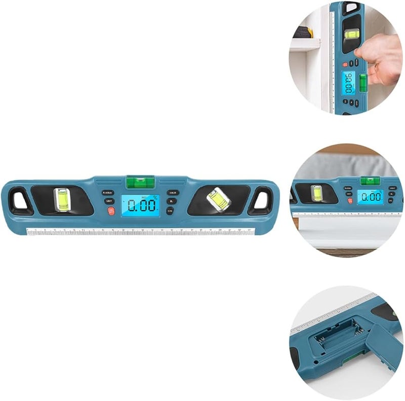 مسطرة مستوى مضاءة بخلفية زرقاء مع إشعار صوتي، أداة قياس أفقية محمولة لتعليق إطارات الصور - Image 5