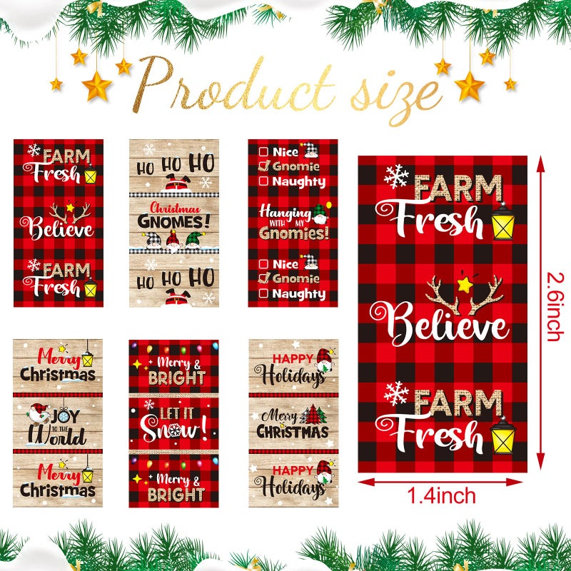 Zonon 90 Pieces Christmas Candy Bar Decoration(No Candy)  Red and Black Plaid Mini Chocolates Bar Wrapper Stickers Merry Christmas Party Favors for Neighbors Xams Holiday Party Decoration - Image 3