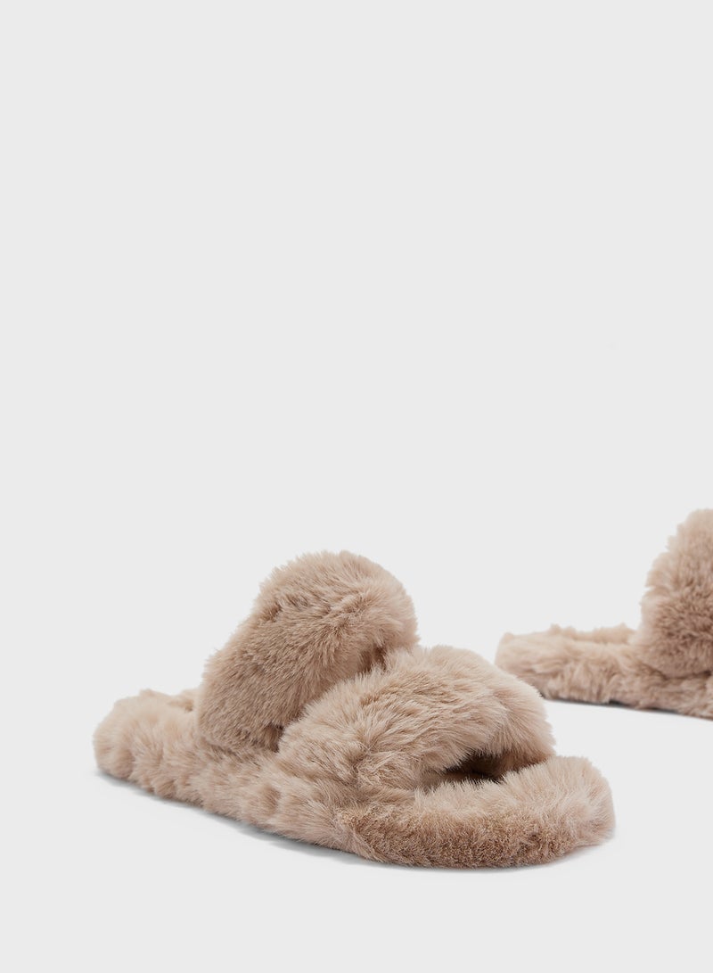 Ginger Double Strap Fluffy Bedroom Slippers  - Image 4
