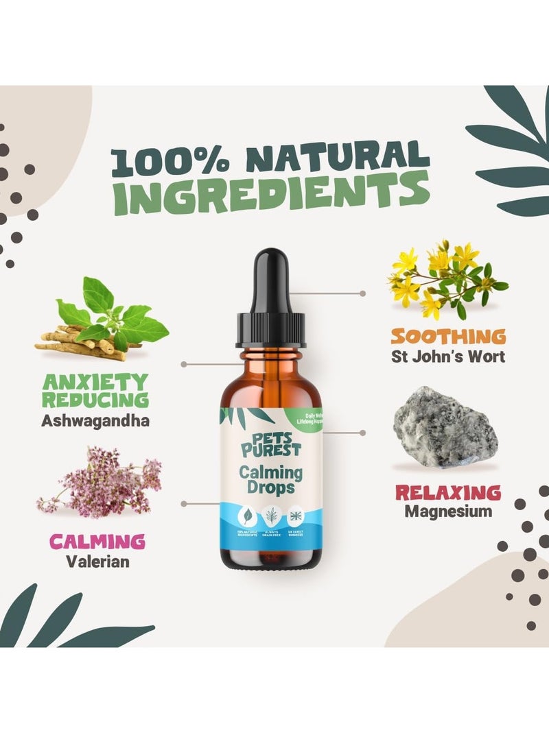 Pets Purest Dog Calming Drops 100 percent Natural Cat and Dog Anxiety Relief Calming Oil for Dogs Cats and Pets Soothe Stressed Nervous Reactive Pets with Anxiety 50ml Calming Supplement - Image 2