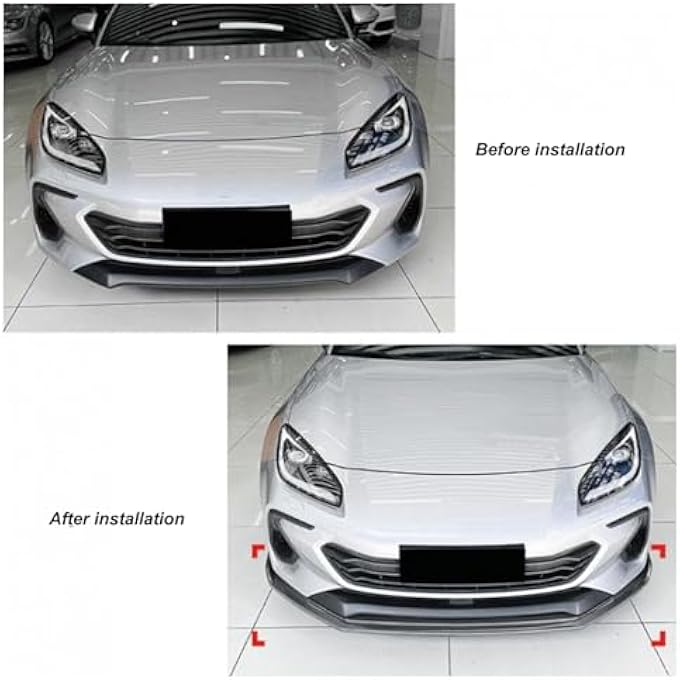 Brilluxa Front Bumper Lip, Chin Diffuser Splitter, Carbon Fiber Style Front Protector, Compatible with Subaru BRZ 20212023, 3PCS Front Bumper Body Kit - Image 3