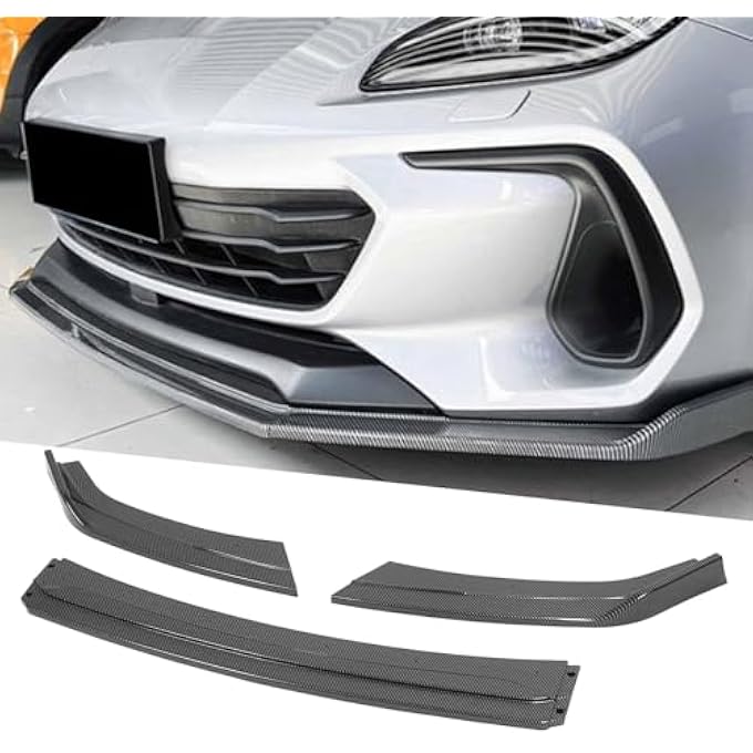 Brilluxa Front Bumper Lip, Chin Diffuser Splitter, Carbon Fiber Style Front Protector, Compatible with Subaru BRZ 20212023, 3PCS Front Bumper Body Kit - Image 5