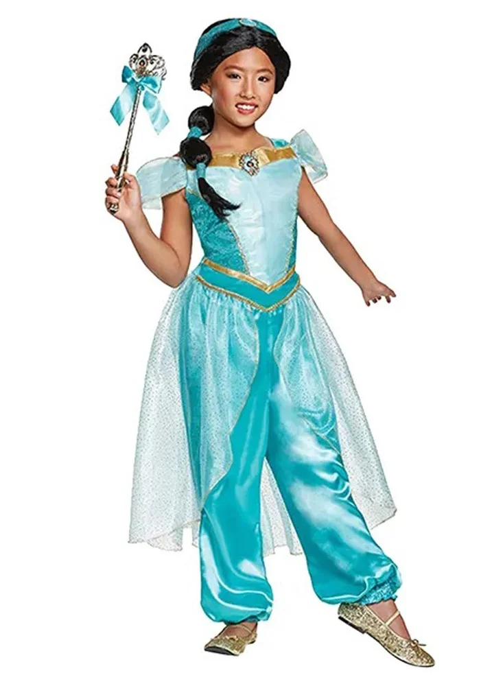 دسغايز Princess Jasmine Deluxe Girls' Costume, Dress Up Outfit for Halloween, Cosplay & Birthday Parties