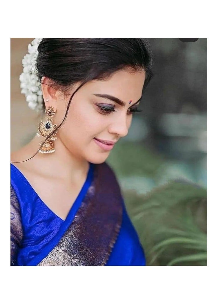 Accessorize Kingdom Women's Adorable Kanjivaram Soft Lichi Silk Saree With Blouse Piece - Image 4