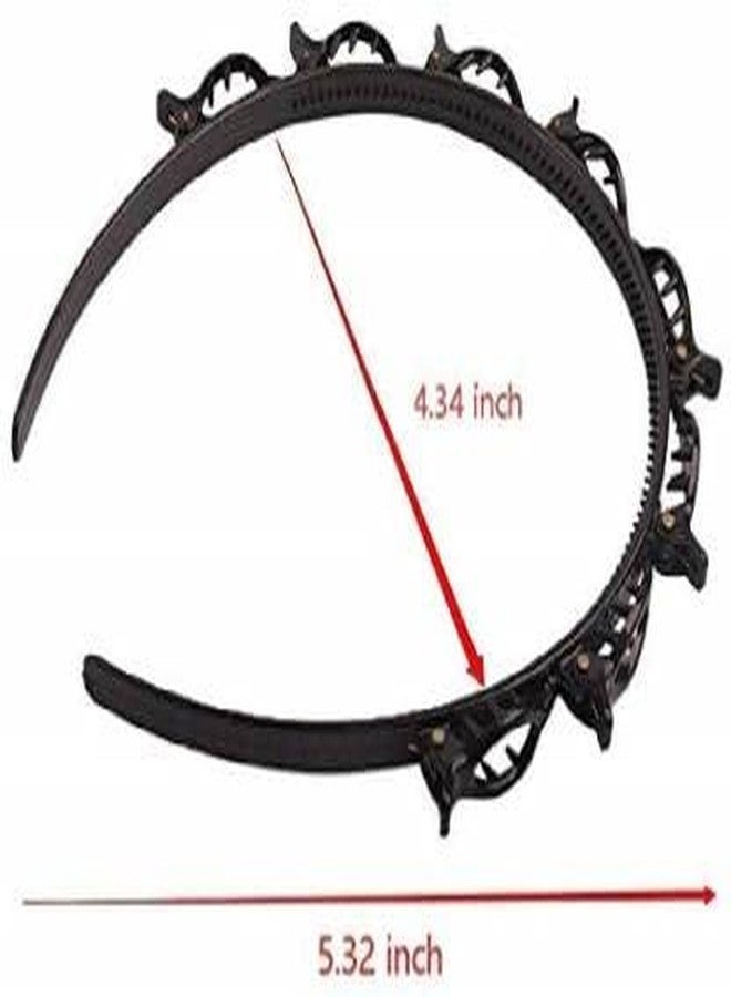 MEEO FASHIONS Double Layer Twist Plait Headband, Double Bangs Hairpins Hairstyle Hairband Hair Tool with Alligator Clips Hair Band (Black) - Image 4