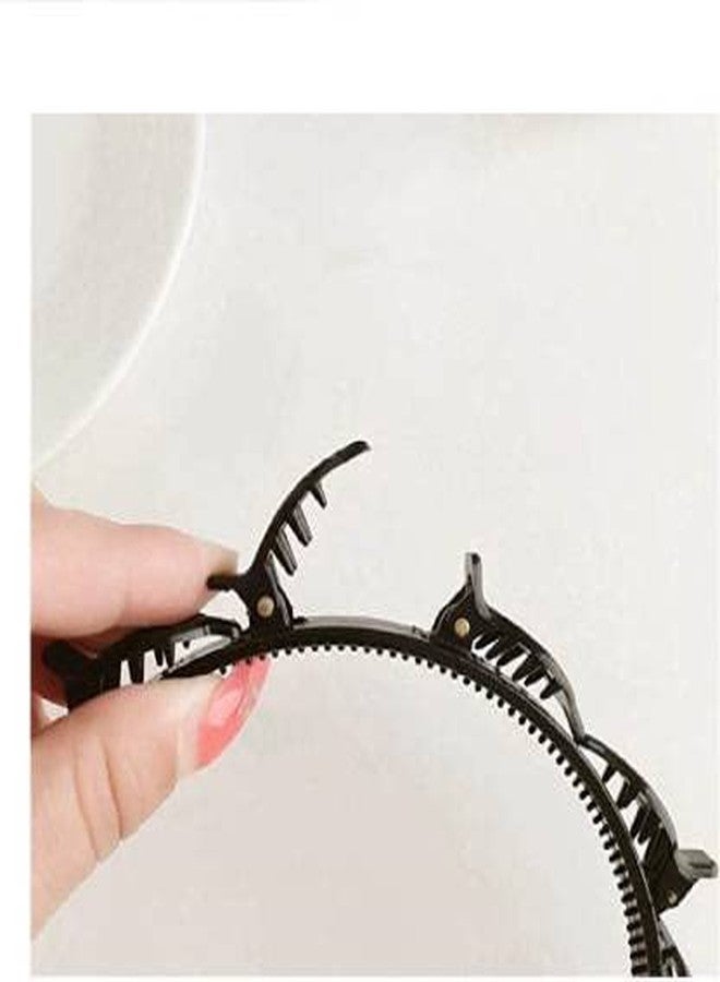 MEEO FASHIONS Double Layer Twist Plait Headband, Double Bangs Hairpins Hairstyle Hairband Hair Tool with Alligator Clips Hair Band (Black) - Image 3