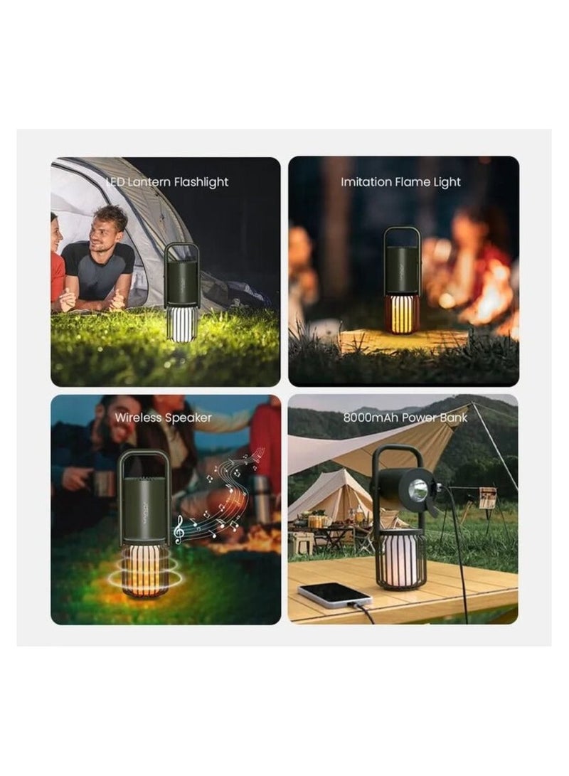 VYVYLABS مصباح تخييم خارجي X1 مع ضوء لهب وجو ومكبر صوت بلوتوث لاسلكي مع بطارية بقوة 8000 مللي أمبير - Image 3