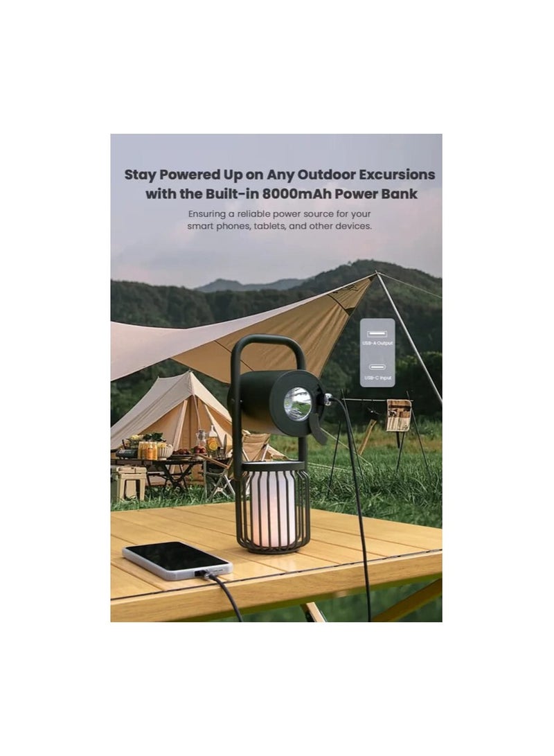 VYVYLABS مصباح تخييم خارجي X1 مع ضوء لهب وجو ومكبر صوت بلوتوث لاسلكي مع بطارية بقوة 8000 مللي أمبير - Image 2