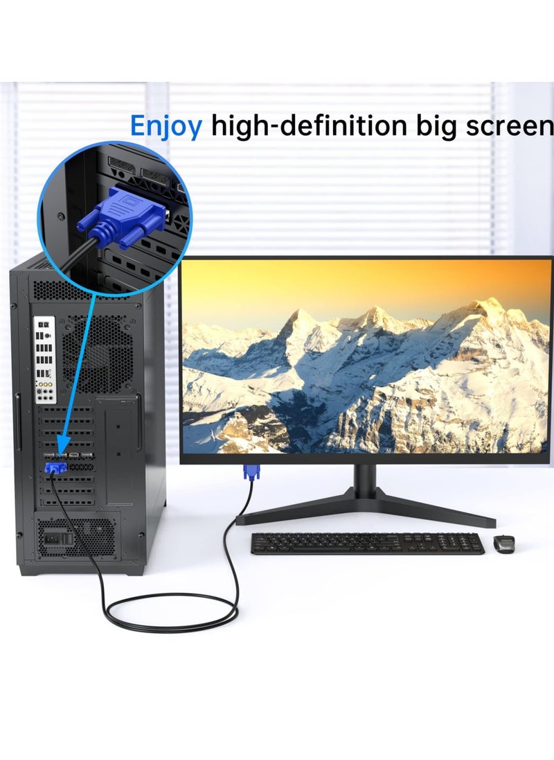 erorex 2 Pcs VGA Cable 5 Feet, VGA to VGA Monitor Cable 1080P Full HD 15pin Male to Male Video Cord for Computer PC Monitor Laptops TV Projectors and More (1.5M)  - Image 5