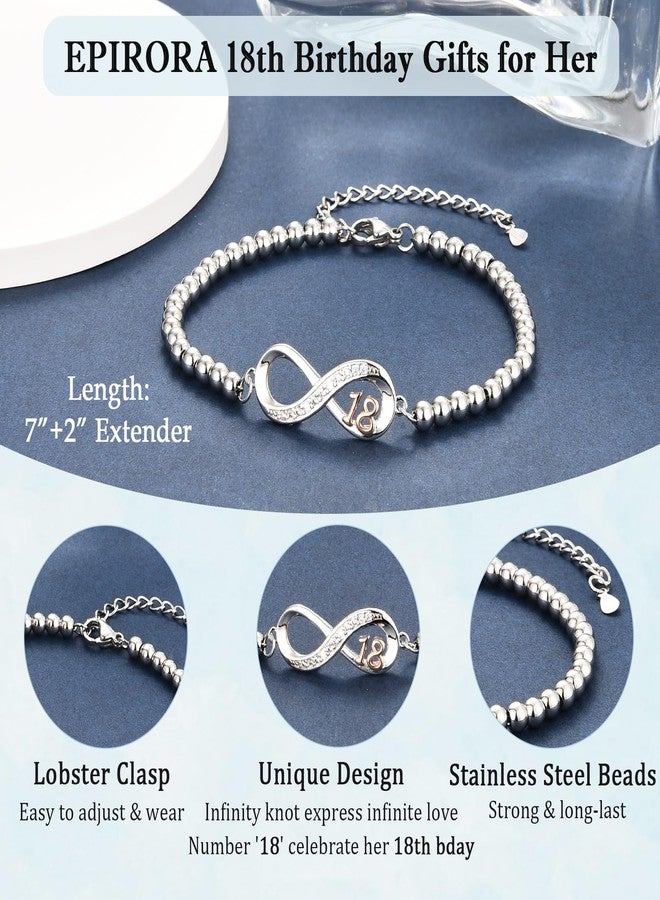 EPIRORA Birthday Gifts for Girls, 10th/11th/12th/13th/14th/15th/16th/18th/21st Birthday Gift Ideas, Infinity Knot Stainless Steel Beaded Charm Number Bracelets for Daughter Sister Granddaughter Niece - Image 3