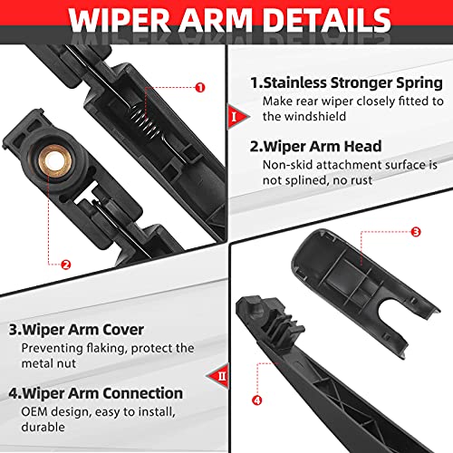 OTUAYAUTO Replacement for 2008-2013 Toyota Highlander / RAV4 / Matrix - OTUAYAUTO Rear Windshield Back Wiper Arm Blade Set, 8524142070 - Image 2