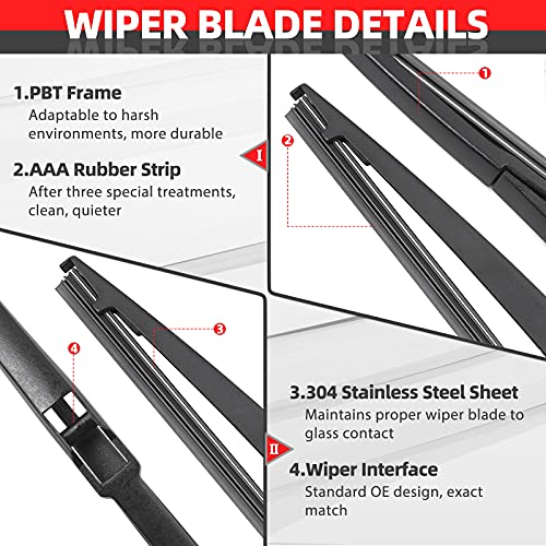 OTUAYAUTO Replacement for 2008-2013 Toyota Highlander / RAV4 / Matrix - OTUAYAUTO Rear Windshield Back Wiper Arm Blade Set, 8524142070 - Image 3