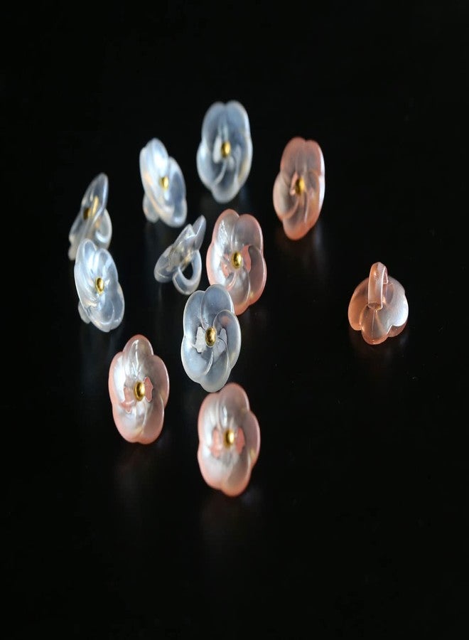 GANSSIA Flower Buttons for Sewing 15/32 inch (11.5mm) Translucent Blouse Button Craft Scrapbooking Pink White Mix Pack of 30pcs - Image 3