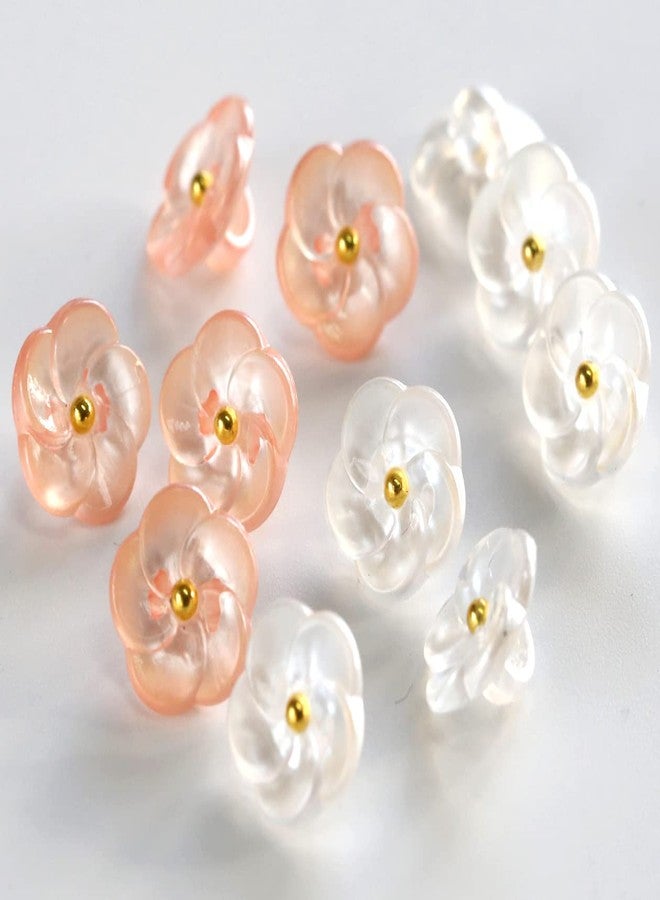 GANSSIA Flower Buttons for Sewing 15/32 inch (11.5mm) Translucent Blouse Button Craft Scrapbooking Pink White Mix Pack of 30pcs - Image 1
