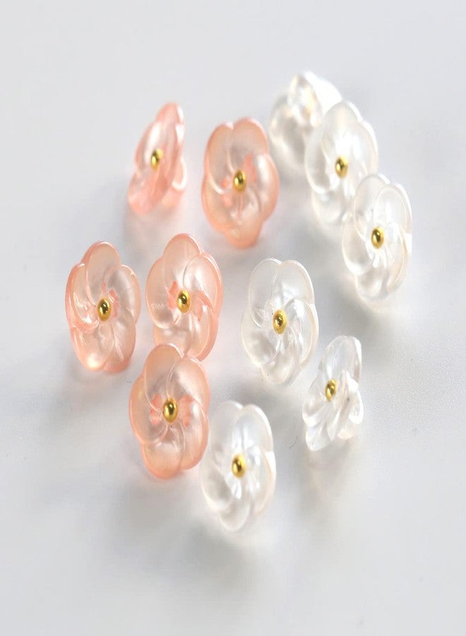GANSSIA Flower Buttons for Sewing 15/32 inch (11.5mm) Translucent Blouse Button Craft Scrapbooking Pink White Mix Pack of 30pcs - Image 4