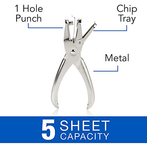 Swingline 1 Hole Punch, Hole Puncher, 5 Sheet Punch Capacity, Classic, Chrome, 2-Pack (74005) - Image 2
