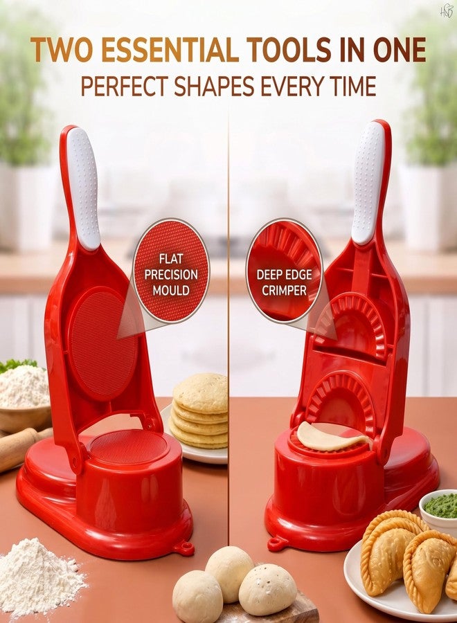 Drumstone 2 in 1 Puri & Gujiya Maker | Multipurpose Dough Press & Dumpling Maker | Easy Press Kitchen Tool for Puri Gujiya Momos Kachori | Durable Manual Mould for Home Cooking - Image 4