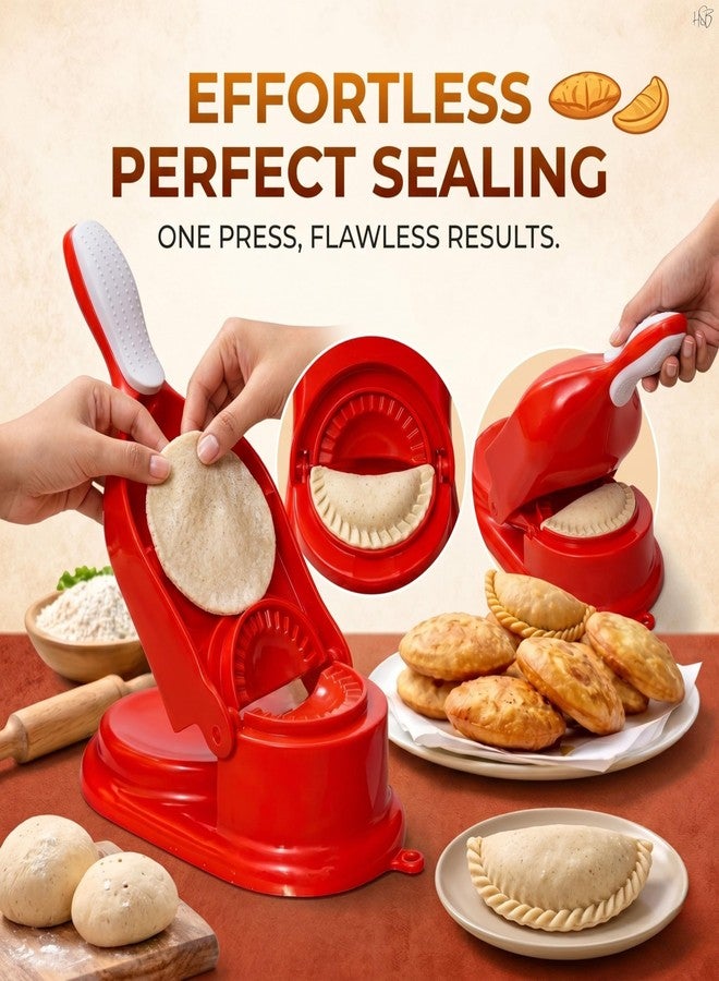 Drumstone 2 in 1 Puri & Gujiya Maker | Multipurpose Dough Press & Dumpling Maker | Easy Press Kitchen Tool for Puri Gujiya Momos Kachori | Durable Manual Mould for Home Cooking - Image 2