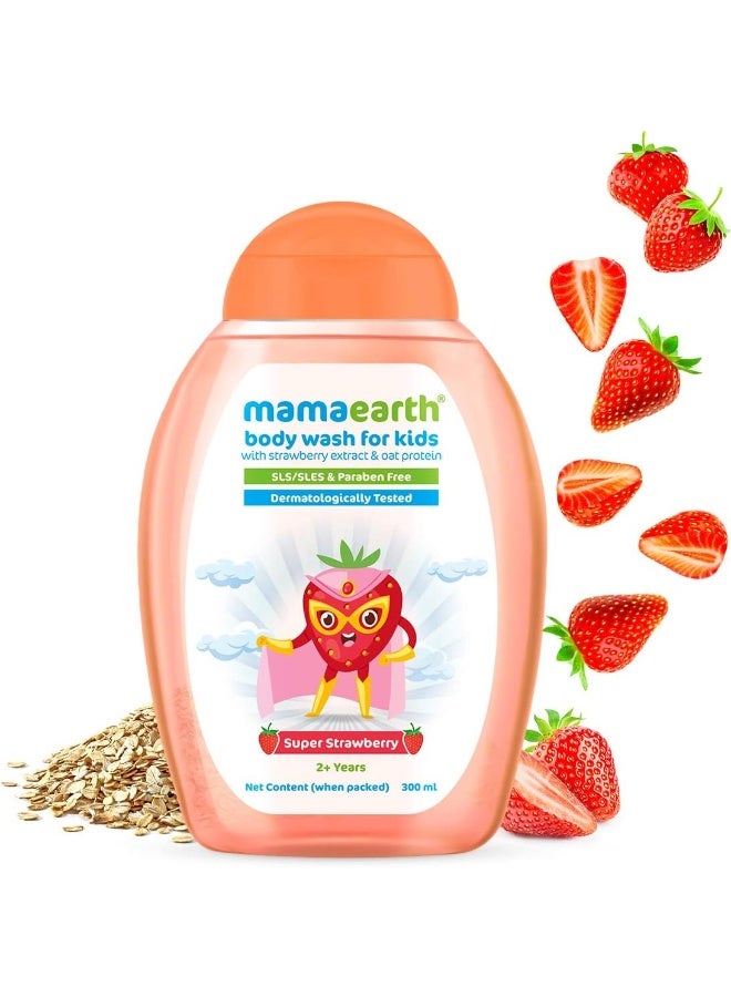 Mamaearth Super Strawberry Body Wash For Kids With Strawberry And Oat Protein 300 Ml - Image 2