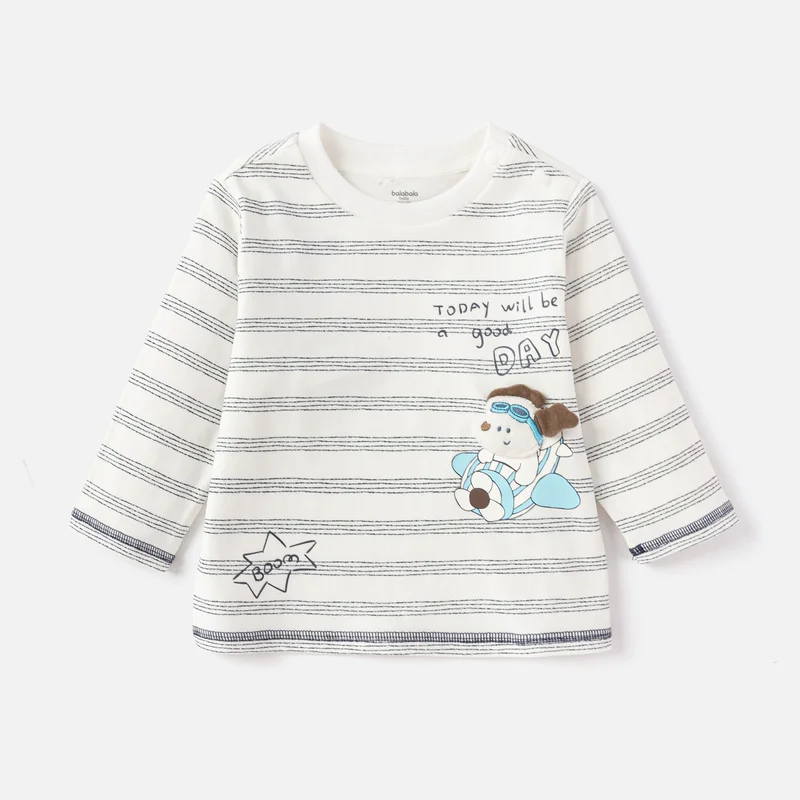 Balabala Baby Boys Round neck long-sleeved T-shirt