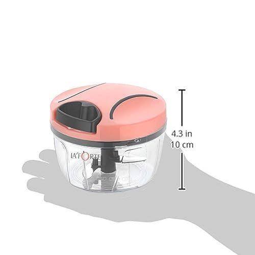LA' Forte 500 Ml Vegetable Chopper with 3 Blades, Peach - Image 5