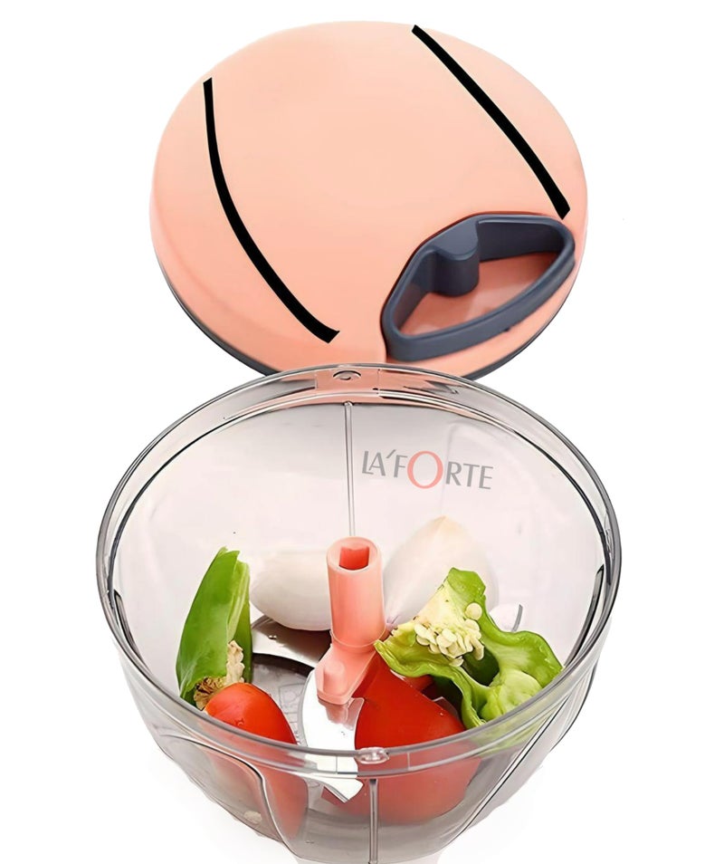 LA' Forte 500 Ml Vegetable Chopper with 3 Blades, Peach - Image 3