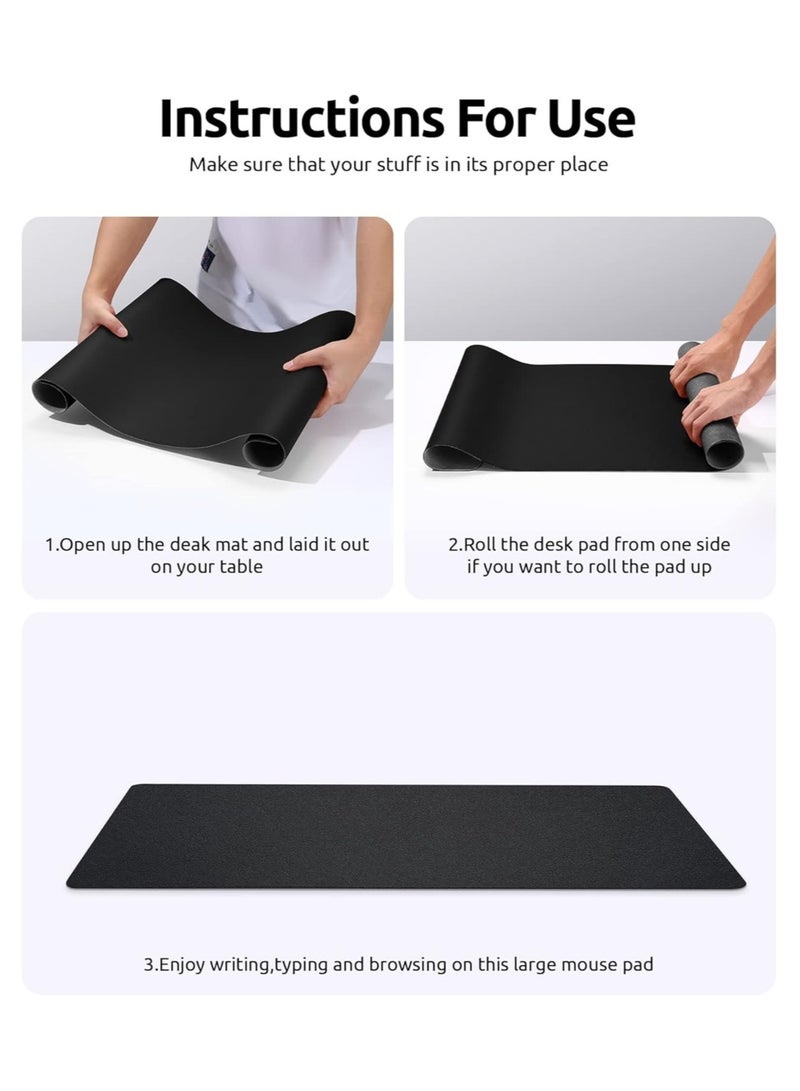 نيمبوت وسادة مكتب جلدية واقية، حصيرة مكتب، قاعدة ماوس كبيرة، وسادة مكتب من جلد البولي يوريثين غير قابلة للانزلاق، وسادة كتابة مكتب مقاومة للماء للمكتب والمنزل (اسود، 80 سم × 40 سم) من - Image 3