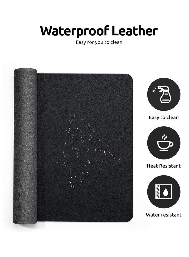 نيمبوت وسادة مكتب جلدية واقية، حصيرة مكتب، قاعدة ماوس كبيرة، وسادة مكتب من جلد البولي يوريثين غير قابلة للانزلاق، وسادة كتابة مكتب مقاومة للماء للمكتب والمنزل (اسود، 80 سم × 40 سم) من - Image 5