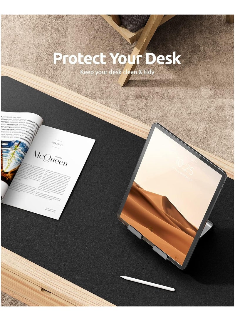 نيمبوت وسادة مكتب جلدية واقية، حصيرة مكتب، قاعدة ماوس كبيرة، وسادة مكتب من جلد البولي يوريثين غير قابلة للانزلاق، وسادة كتابة مكتب مقاومة للماء للمكتب والمنزل (اسود، 80 سم × 40 سم) من - Image 4