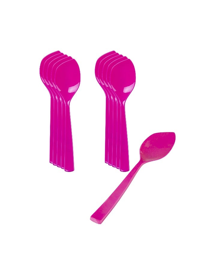 Restaurantware 4.5 x 1 Inch Dessert Spoons, 500 Disposable Tasting Spoons - Sturdy Handles, Premium, Magenta Plastic Ice Cream Spoons, Heavy-Duty, For Gelatos, Sundaes, Puddings, And More - Image 2