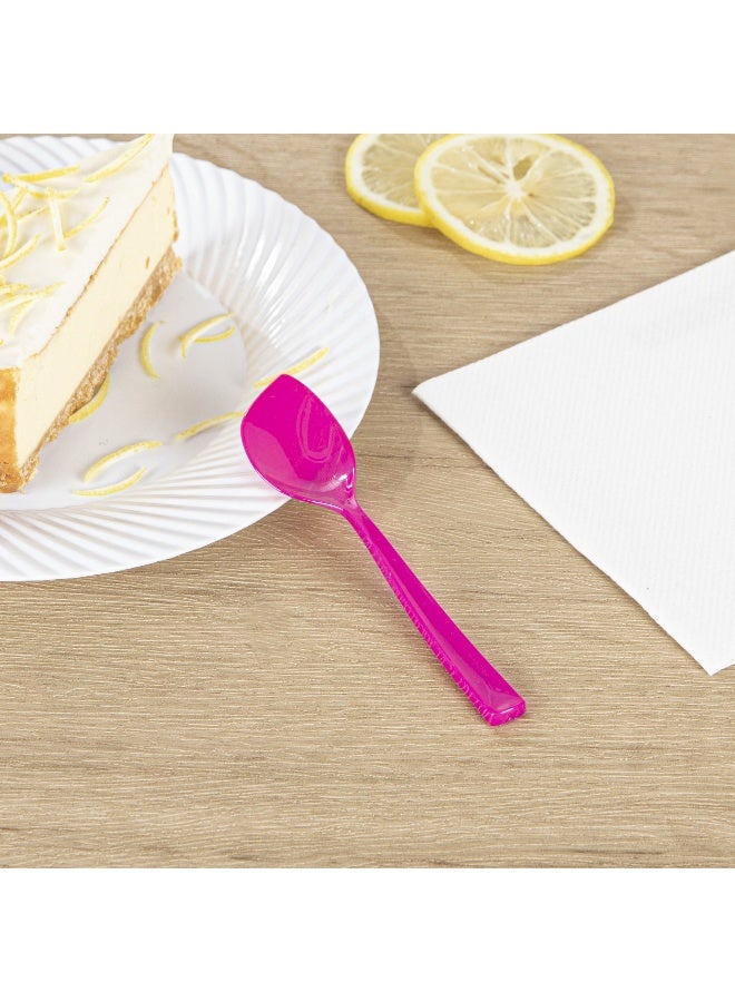 Restaurantware 4.5 x 1 Inch Dessert Spoons, 500 Disposable Tasting Spoons - Sturdy Handles, Premium, Magenta Plastic Ice Cream Spoons, Heavy-Duty, For Gelatos, Sundaes, Puddings, And More - Image 3