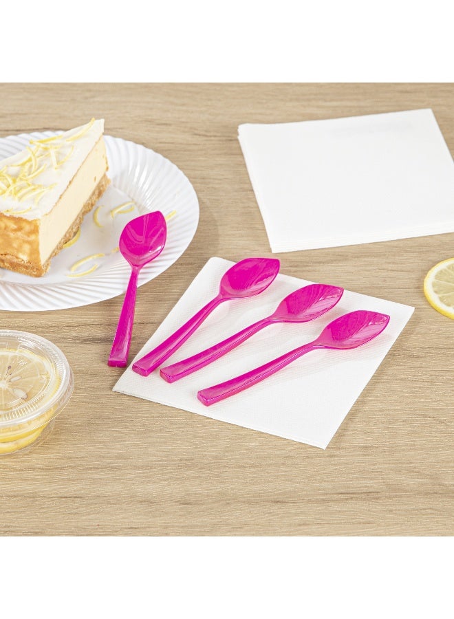 Restaurantware 4.5 x 1 Inch Dessert Spoons, 500 Disposable Tasting Spoons - Sturdy Handles, Premium, Magenta Plastic Ice Cream Spoons, Heavy-Duty, For Gelatos, Sundaes, Puddings, And More - Image 4