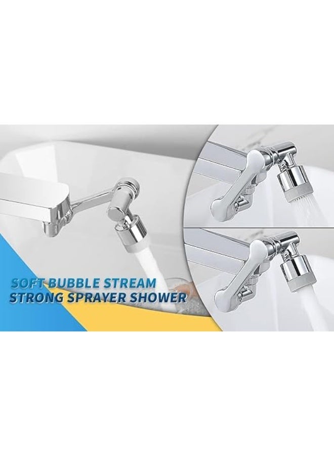 1080 درجة تدوير الصنبور توسيع ، عالمية حوض الهواء الدوار مع 2 أوضاع المياه ، 360 درجة مرشح رش قابل للتعديل للمطبخ والحمام ، سهولة التركيب ، نهاية الكروم - Image 5