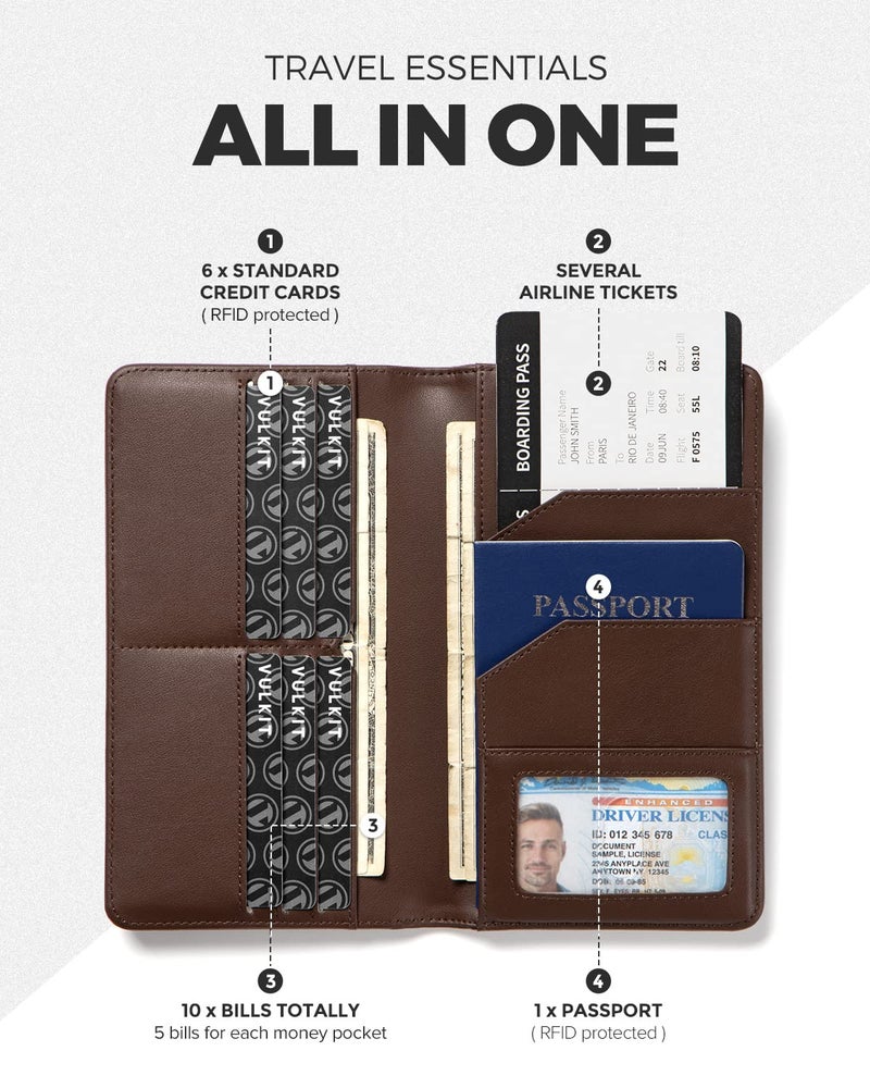VULKIT VULKIT Passport Wallet Premium Nappa Leather RFID Blocking Travel Wallet for Men & Women  - Image 2