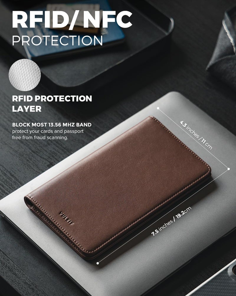 VULKIT VULKIT Passport Wallet Premium Nappa Leather RFID Blocking Travel Wallet for Men & Women  - Image 3