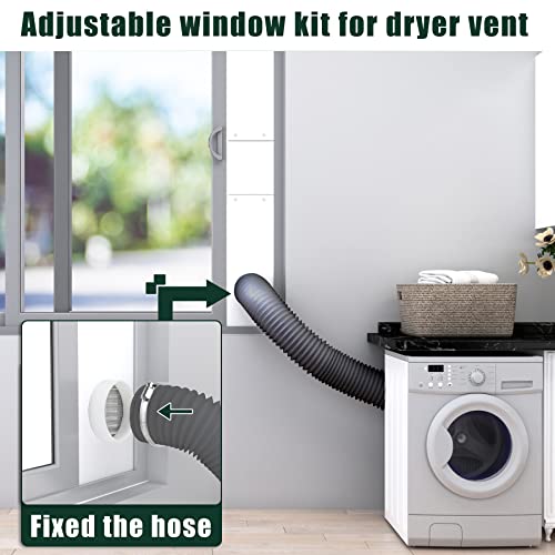 Flehomo Dryer Vent Window Kit with Louvered Vent Cover, Dryer Vent Kit for 4" Diameter Dryer Hose, Adjustable Window Vent Kit for Sliding Windows, Include Insulating Aluminum Seal Tape - Image 5