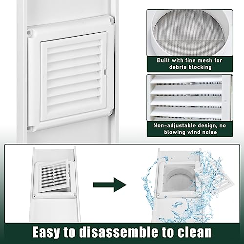 Flehomo Dryer Vent Window Kit with Louvered Vent Cover, Dryer Vent Kit for 4" Diameter Dryer Hose, Adjustable Window Vent Kit for Sliding Windows, Include Insulating Aluminum Seal Tape - Image 3