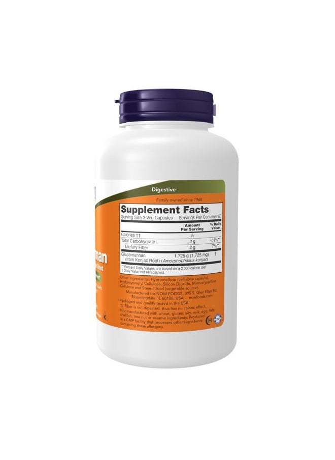 Now Foods - Supplements, Glucomannan (Amorphophallus konjac) 575 mg, Supports Regularity*, Healthy Weight Management*, 180 Veg Capsules - Image 1