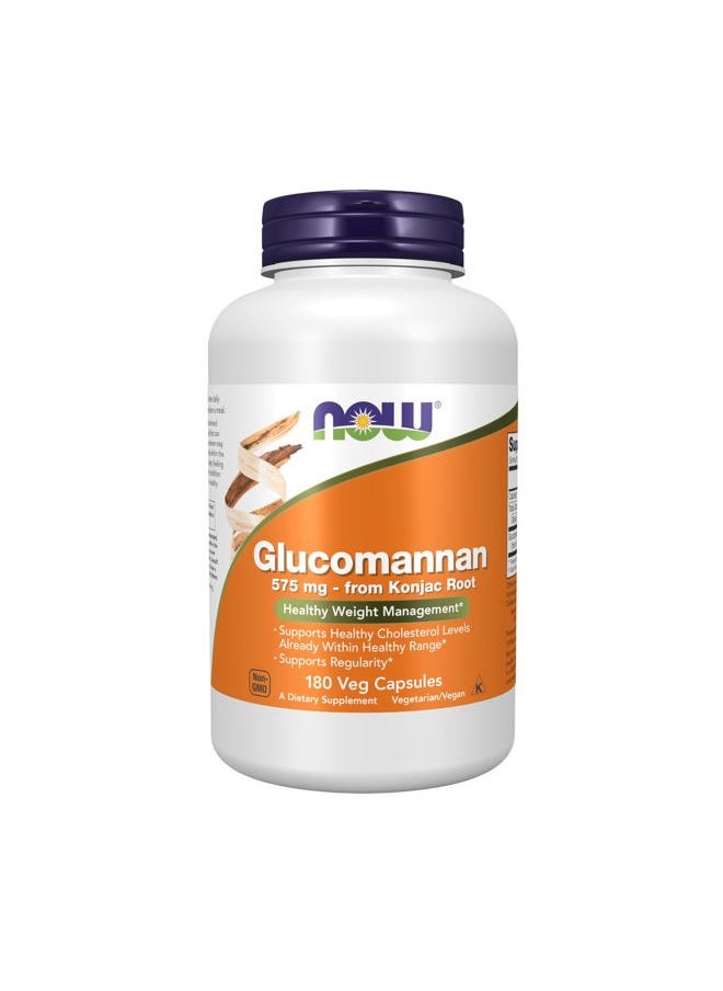 Now Foods - Supplements, Glucomannan (Amorphophallus konjac) 575 mg, Supports Regularity*, Healthy Weight Management*, 180 Veg Capsules - Image 1