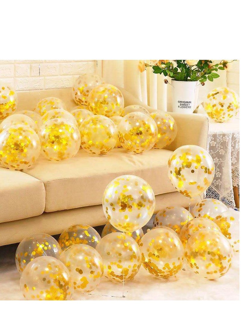 24pcs Gold Conffeti Balloons 12inch Durable and Perfect for Party Decoration with Ribbon - Image 2