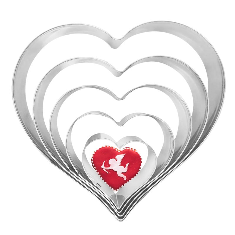 TUZICAKE 5Pcs Large Heart Cookie Cutter 5"" 3.78"" 3.1"" 2.35"" 1.61"" Heart Cookies Molds Stainless Steel Cutter Set For Mother'S Day  Father'S Day  Valentine'S Day - Image 1