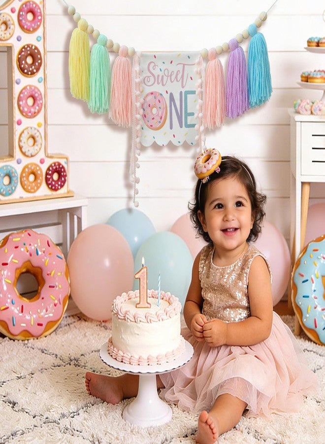 DCJHFJ Donut 1st High Chair Banner Sweet One Birthday Party Decorations for Baby Girl Grow Up Theme Decor - Image 4